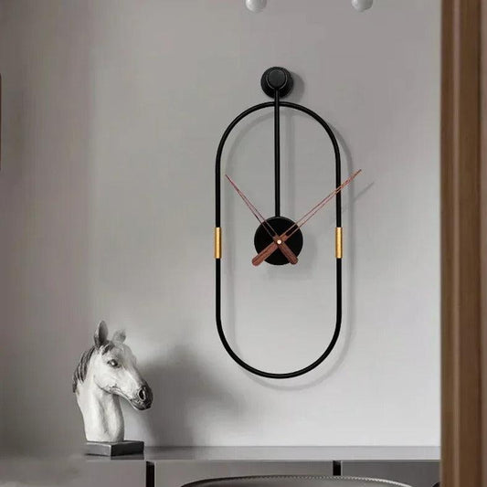Ovalo Oval Black Metal Wall Clock Minimalist