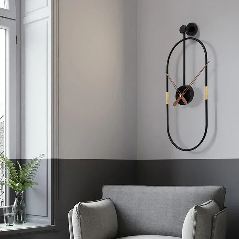 Ovalo Oval Black Metal Wall Clock Minimalist