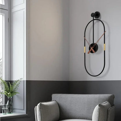 Ovalo Oval Black Metal Wall Clock Minimalist