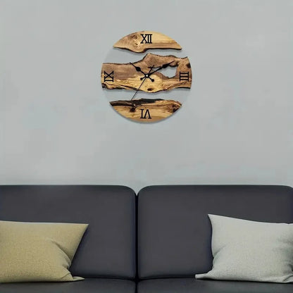 Epova Round Wood and Epoxy Resin Wall Clock Modern