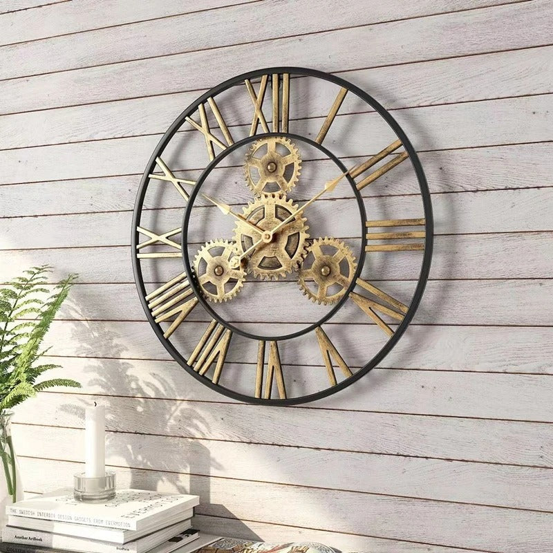 Gearko Round Metal Gear Wall Clock Industrial