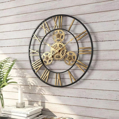 Gearko Round Metal Gear Wall Clock Industrial