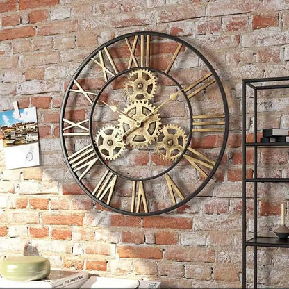Gearko Round Metal Gear Wall Clock Industrial