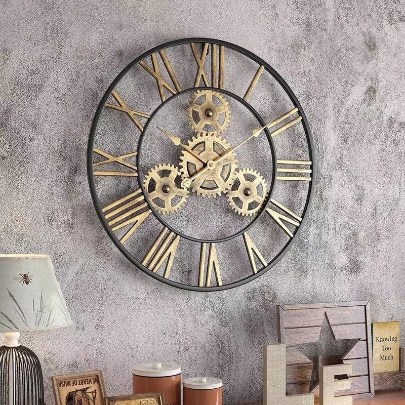 Gearko Round Metal Gear Wall Clock Industrial