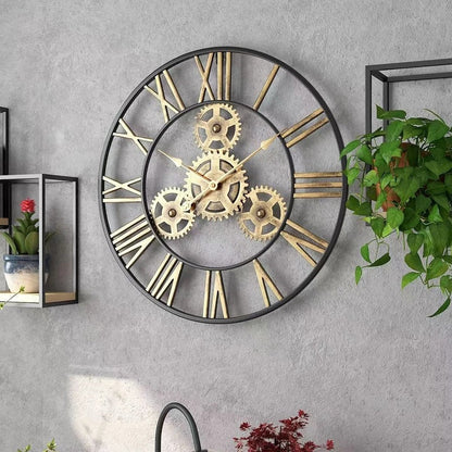 Gearko Round Metal Gear Wall Clock Industrial