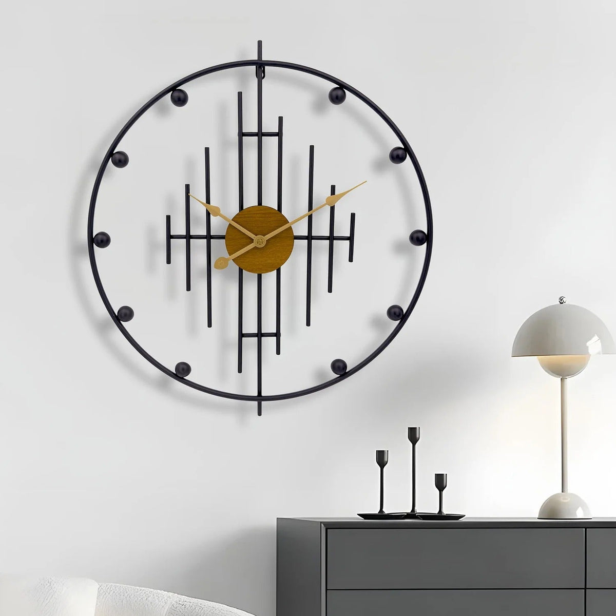 Axelo Round Metal and Wood Wall Clock Modern