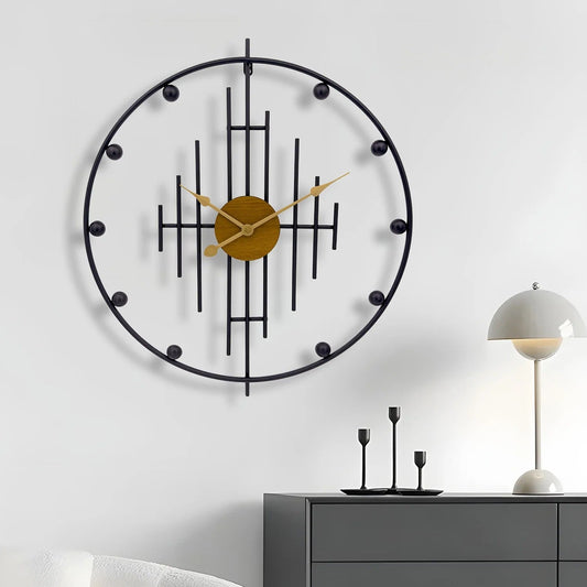 Axelo Round Metal and Wood Wall Clock Modern