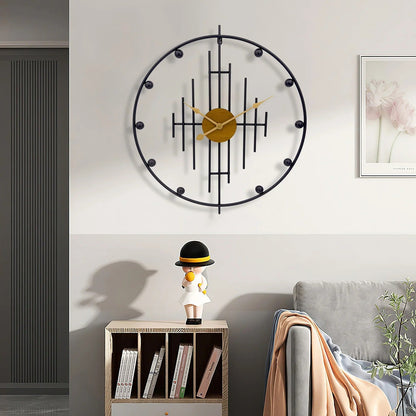 Axelo Round Metal and Wood Wall Clock Modern