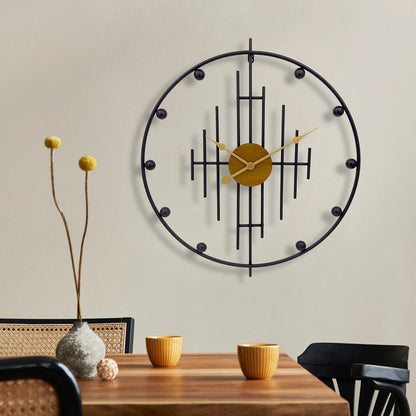 Axelo Round Metal and Wood Wall Clock Modern