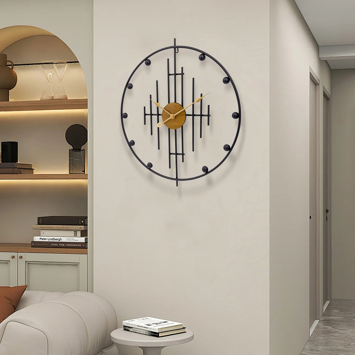 Axelo Round Metal and Wood Wall Clock Modern