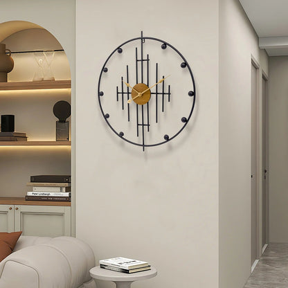 Axelo Round Metal and Wood Wall Clock Modern