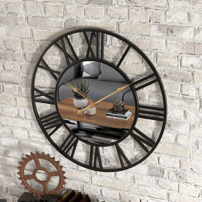 Roma Round Metal and Mirror Wall Clock Vintage