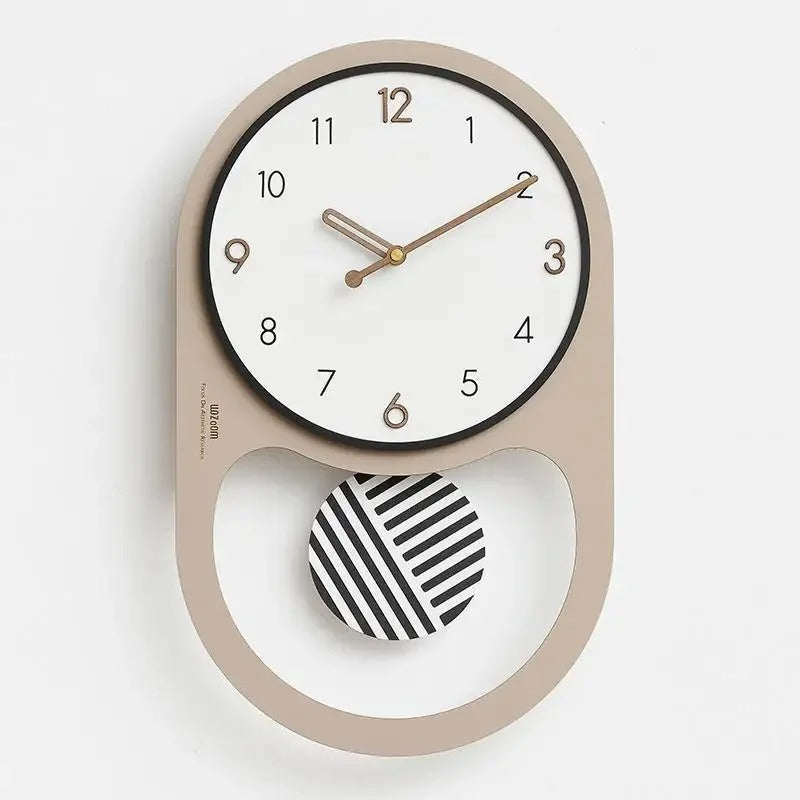 Swivo Oval Wood Pendulum Wall Clock Modern