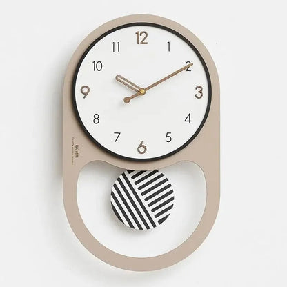 Swivo Oval Wood Pendulum Wall Clock Modern