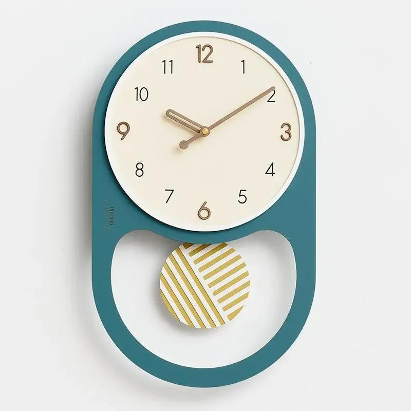 Swivo Oval Wood Pendulum Wall Clock Modern