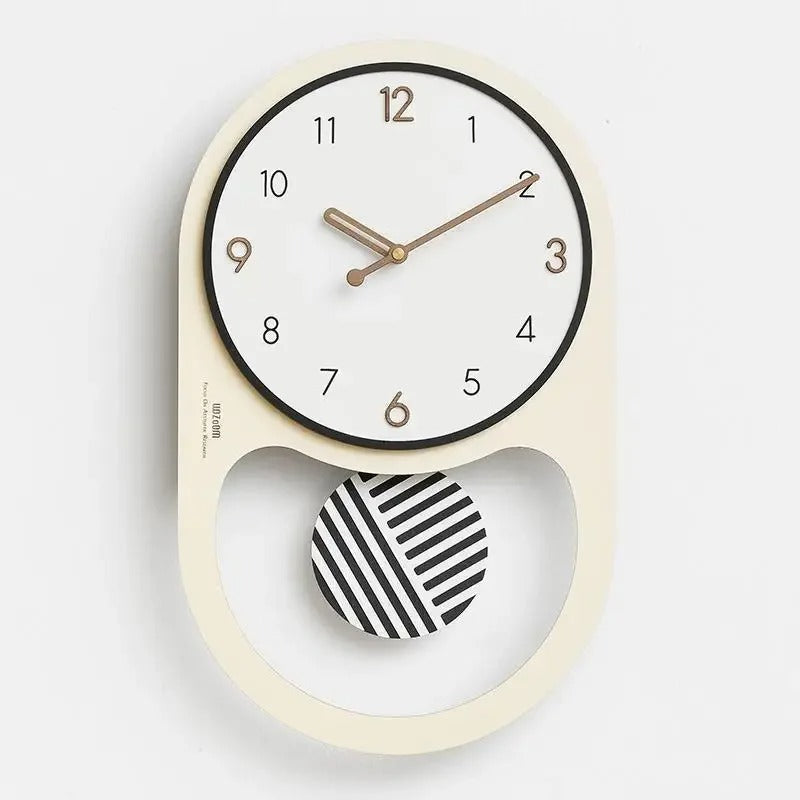 Swivo Oval Wood Pendulum Wall Clock Modern
